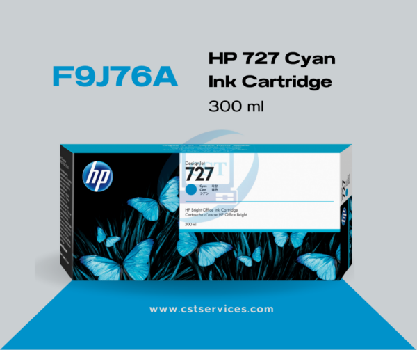 F9J76A  HP 727 300-ml Cyan DesignJet Ink Cartridge 300 ML