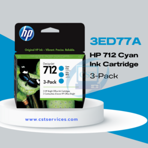 3ED77A HP 712 Cyan Ink Cartridge 3-Pack