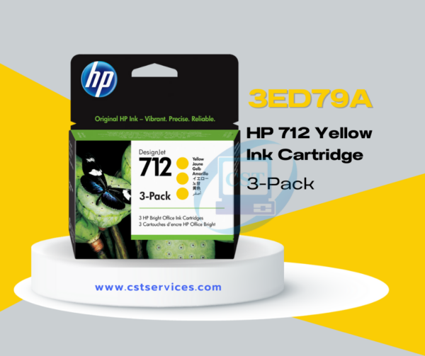3ED79A HP 712 Yellow Ink Cartridge 3-Pack