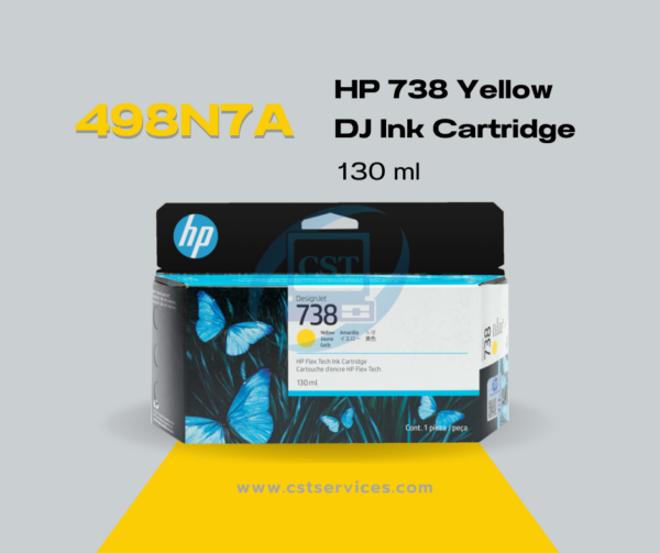 498N7A HP 738 130-ml Yellow DesignJet Ink Cartridge, 130ML