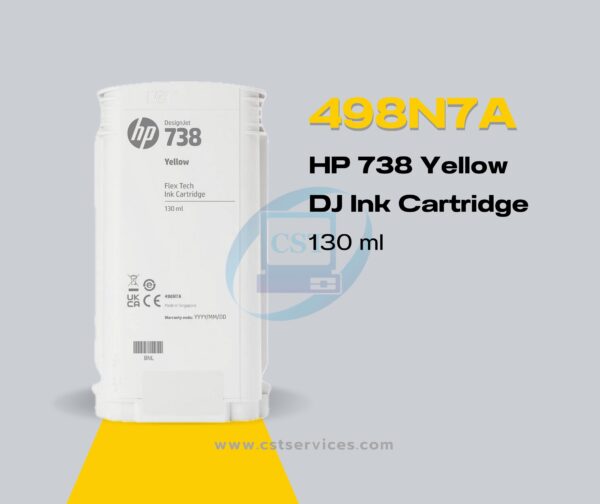 498N7A HP 738 130-ml Yellow DesignJet Ink Cartridge, 130ML - Image 2